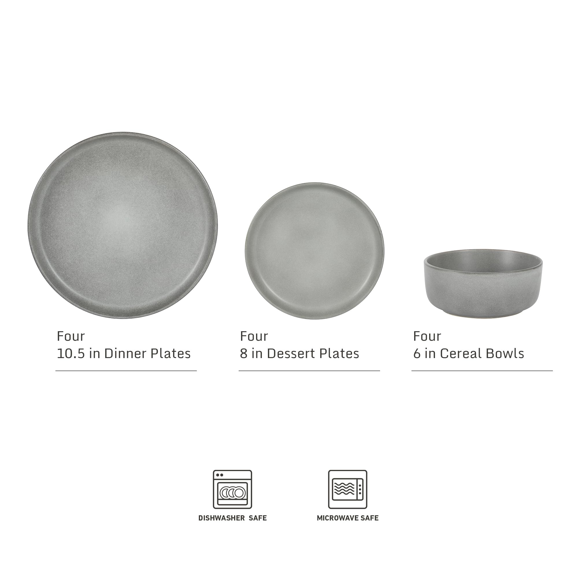 Gibson Elite Soho Lounge Round Reactive Glaze Stoneware Dinnerware Set, Service for 4 (16pc), Blue, Soho Round.
