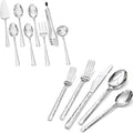 KINGSTONE 40 Piece Hammered Silverware Set and 8 Piece Serving Utensils Set