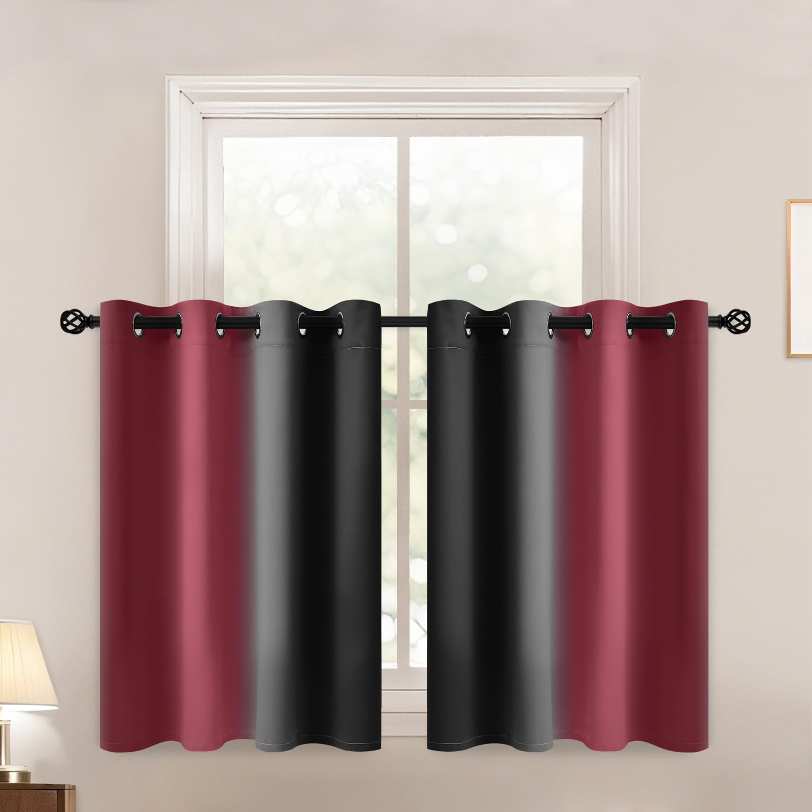 Yakamok Blue and Greyish White Ombre Curtains, Room Darkening Gradient Color Curtains for Bedroom, Light Blocking Thermal Insulated Window Drapes for Living Room(2 Panels, 52x84 Inch)