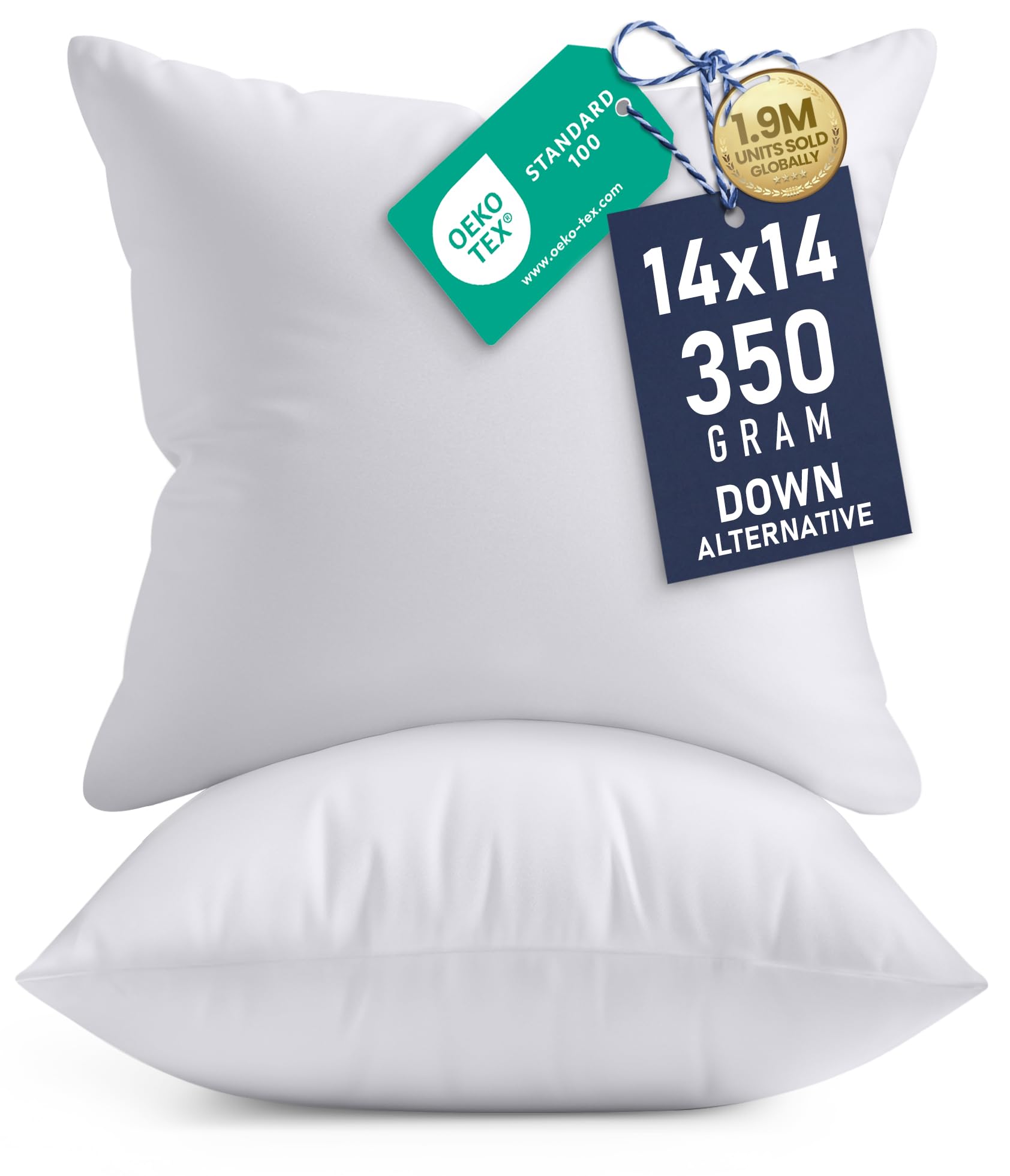 Utopia Bedding 18x18 Pillow Inserts, Set of 2, White – Indoor Decorative Throw Pillows for Bed, Sofa & Couch – Soft, Supportive & Fluffy Cushion Inserts