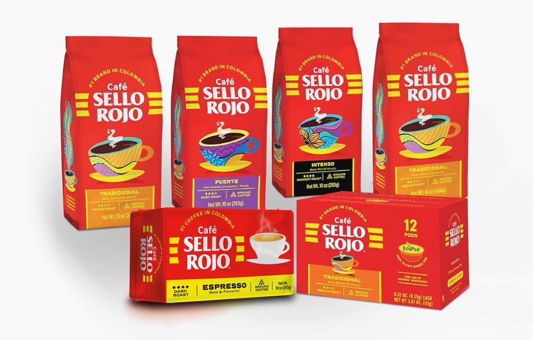 Sello Rojo Espresso Brick, Colombian Ground Coffee, 10 oz
