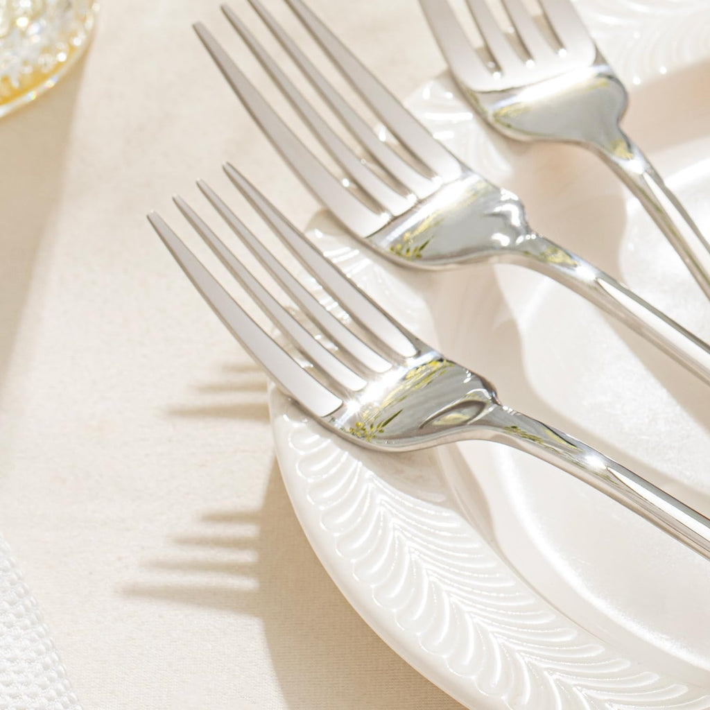 KINGSTONE 12 Piece Dinner Forks Set, 18/10 Stainless Steel Forks, Silver Food Grade Fork Set of 12, Metal Forks for Home, Kitchen, Weddings, Parties or Restaurant, Dishwasher Safe-8.18inches