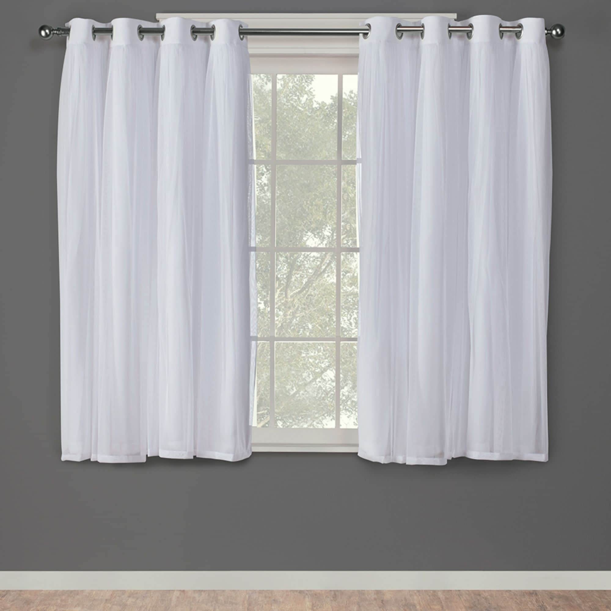 TOWN & COUNTRY LUXE Talia Double Layer Indoor Curtains, Sheer and Room Darkening Blackout, Grommet Top, Energy Efficient, 2-Pack Set, 52"x84", Rose Blush