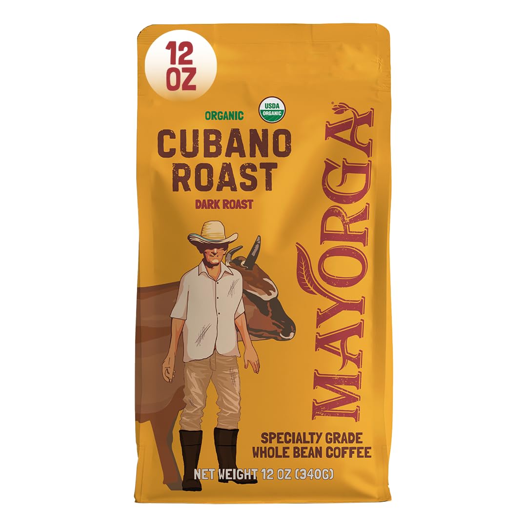 Mayorga Organic Coffee 2lb Cafe Cubano Roast - Dark Roast Whole Bean Specialty Grade Coffee, 100% Arabica, Slow Roasted, Bold and Smooth Flavor with Low Acidity - USDA Organic, Non-GMO, Kosher