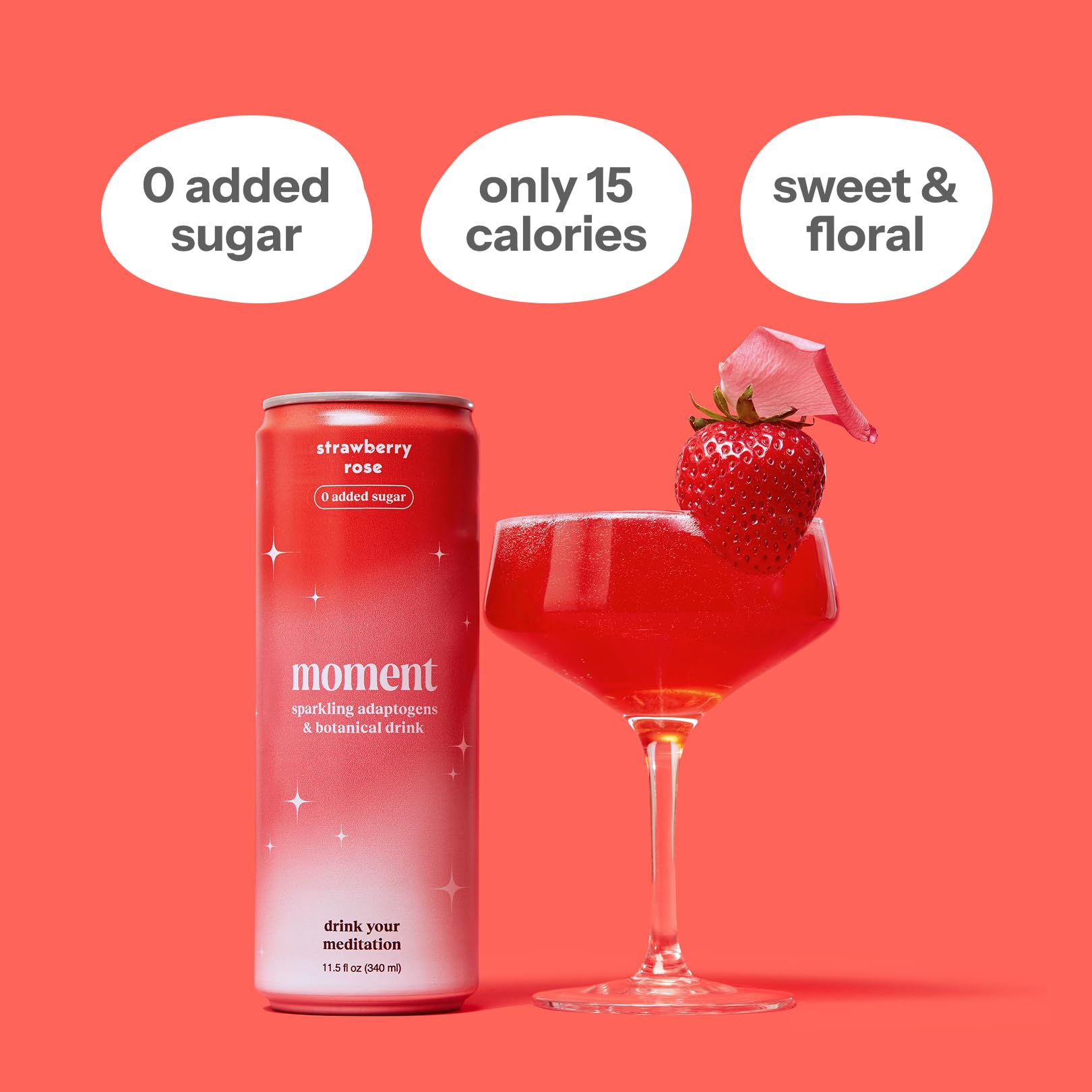 Moment Botanical Soda (Shark Tank) - Calm, Clarity & Relaxation with L-Theanine & Ashwagandha - Non Alcoholic Drinks for Adults - Sparkling Adaptogen Drink - 0 Sugar 0 Caffeine - 12 Pack 11.5 fl oz