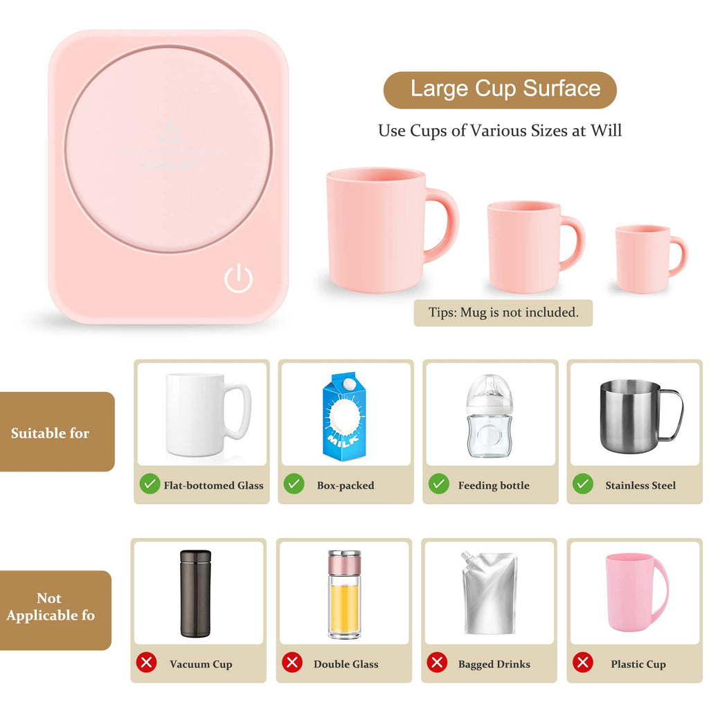 VOBAGA Coffee Mug Warmer for Desk with Auto Shut Off & 3-Temp Settings, Coffee Cup Warmer with Smart Safety Alert Home Office Accessory, Perfect for Coffee, Tea, Milk (Mug for Display)