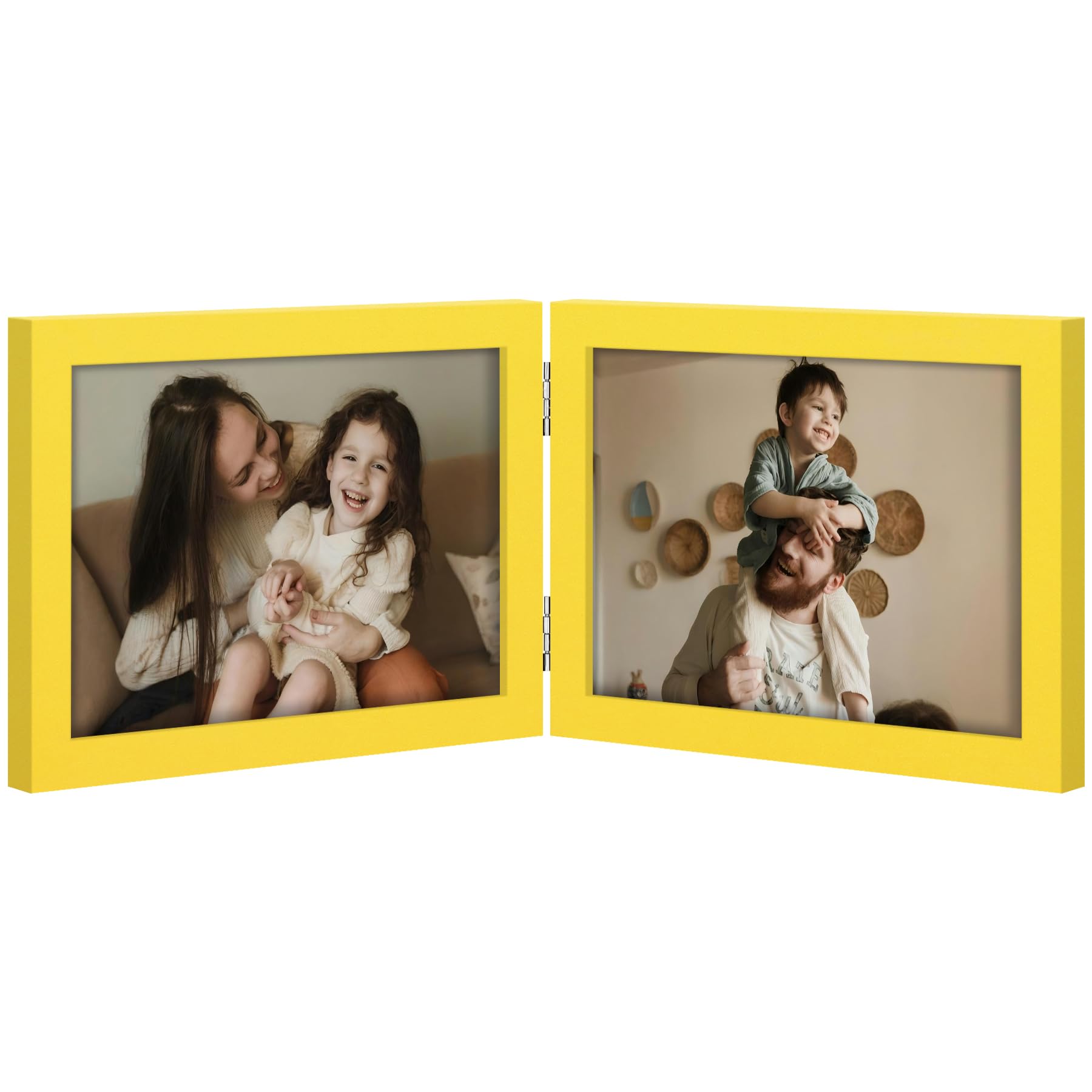 decorUhome Double 4x6 Picture Frame Vertical, Engineered Wood Bifold Photo Frame with Plexiglass for Tabletop Display, 4x6, Black