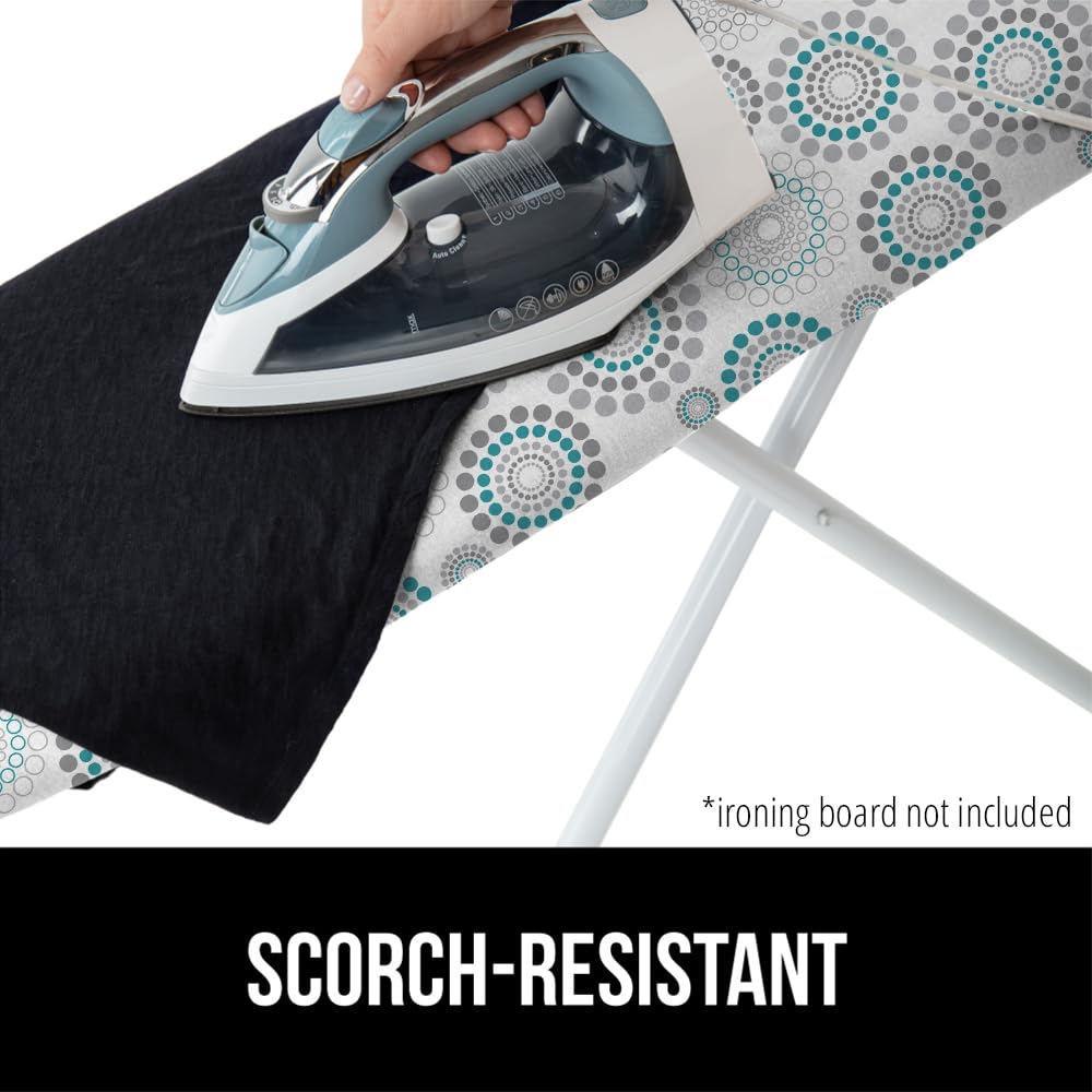 GORILLA GRIP The Original Ironing Board Cover and Pad, Silicone Coating, Thick Scorch Resistant Padding, Heavy Duty Iron Covers Standard Boards, Hook and Loop Fastener Strap, Silver, 15x54