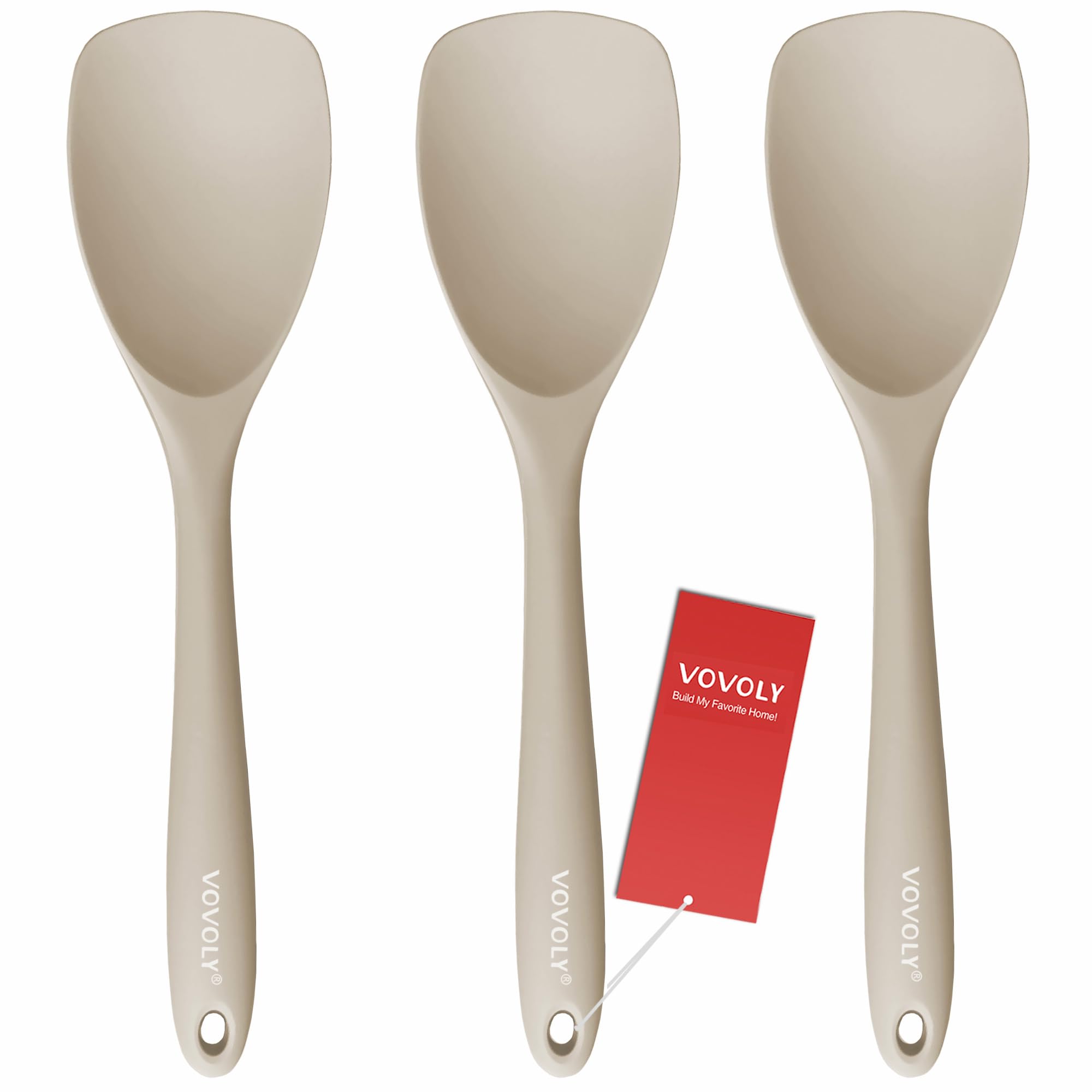 Upgrade Silicone Spatula Spoon Set,VOVOLY Heat Resistant Rubber Spoonula, Seamless Non-Stick Flexible Scrapers for Baking Mixing Tool,3 Pack,