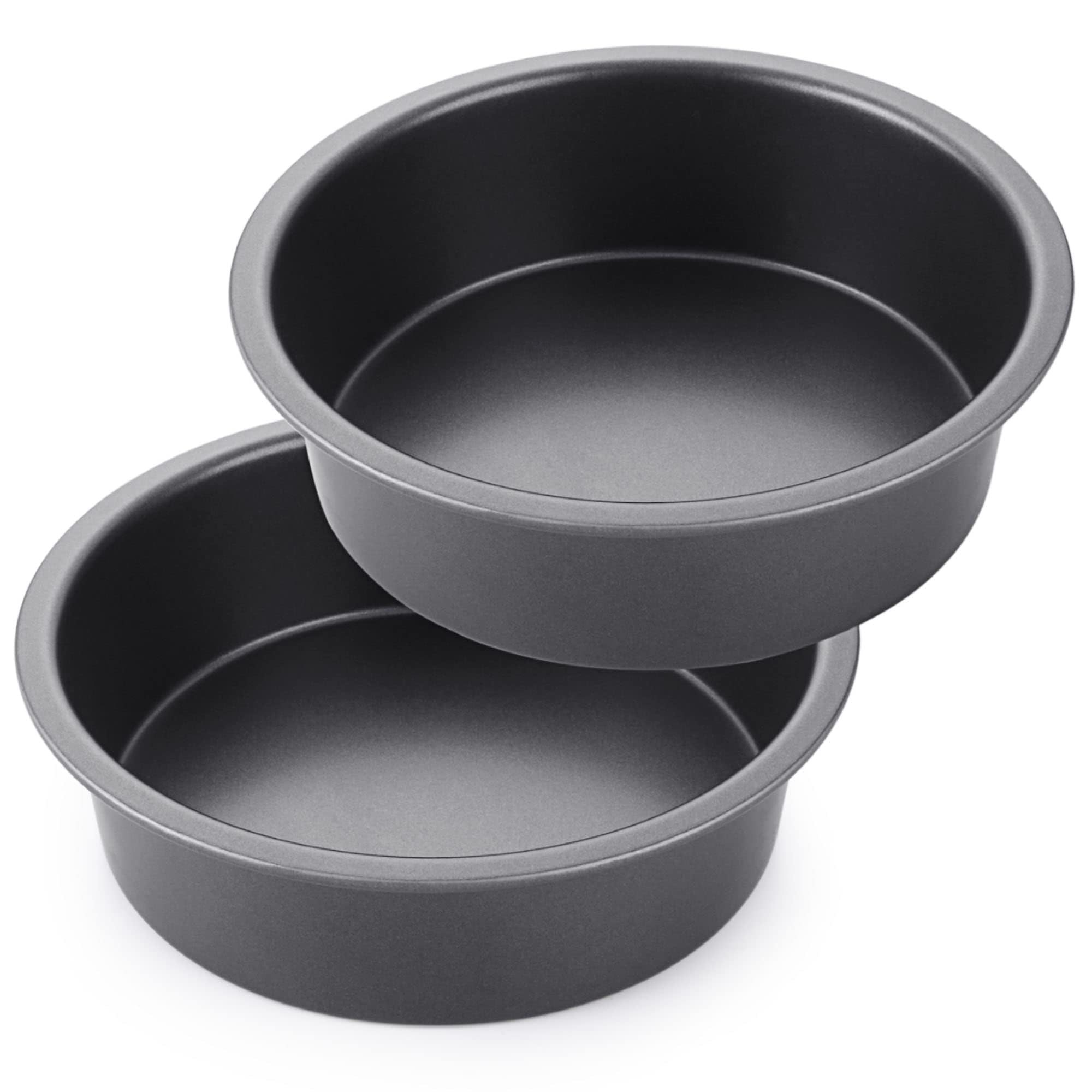 HONGBAKE 8x8 Cake Baking Pan Set, Nonstick Square Brownie Pans with Wider Grips, 2 Pieces, Heavy Duty, Grey