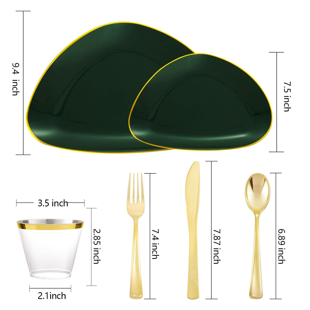 DaYammi 210Pcs White Gold Plastic Plates for Party,Gold Disposable Dinnerware Set Includes 60 gold Floral Plates,30 Plastic Silverware,30 Per Rolled Napkins,30 Cups for Mother's Day Party Wedding