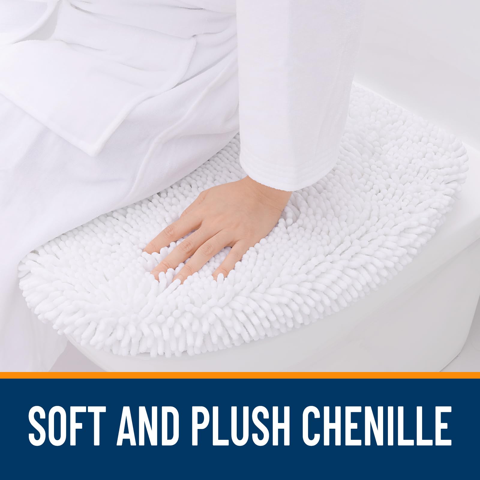 OLANLY Soft Chenille Bathroom Toilet Lid Cover, Machine Washable Seat Covers, 17.5x15, Stays in Place Rubber Backing, Fits Most Round, Elongated and Oblong Lids, Accessories Decor, Gray