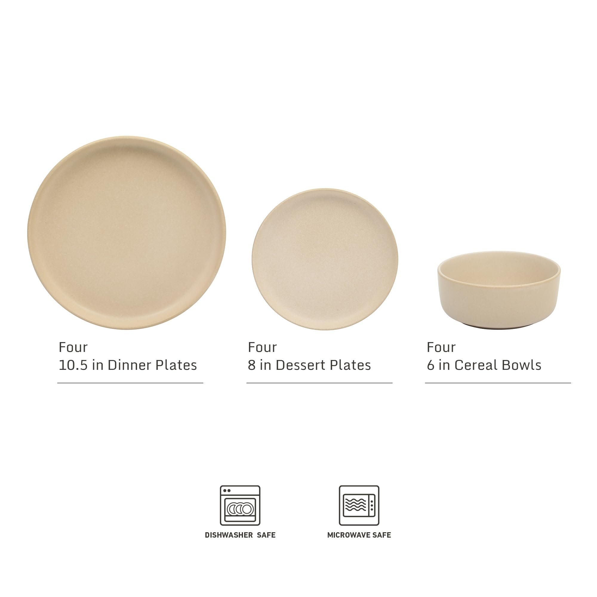 Gibson Elite Soho Lounge Round Reactive Glaze Stoneware Dinnerware Set, Service for 4 (16pc), Blue, Soho Round.