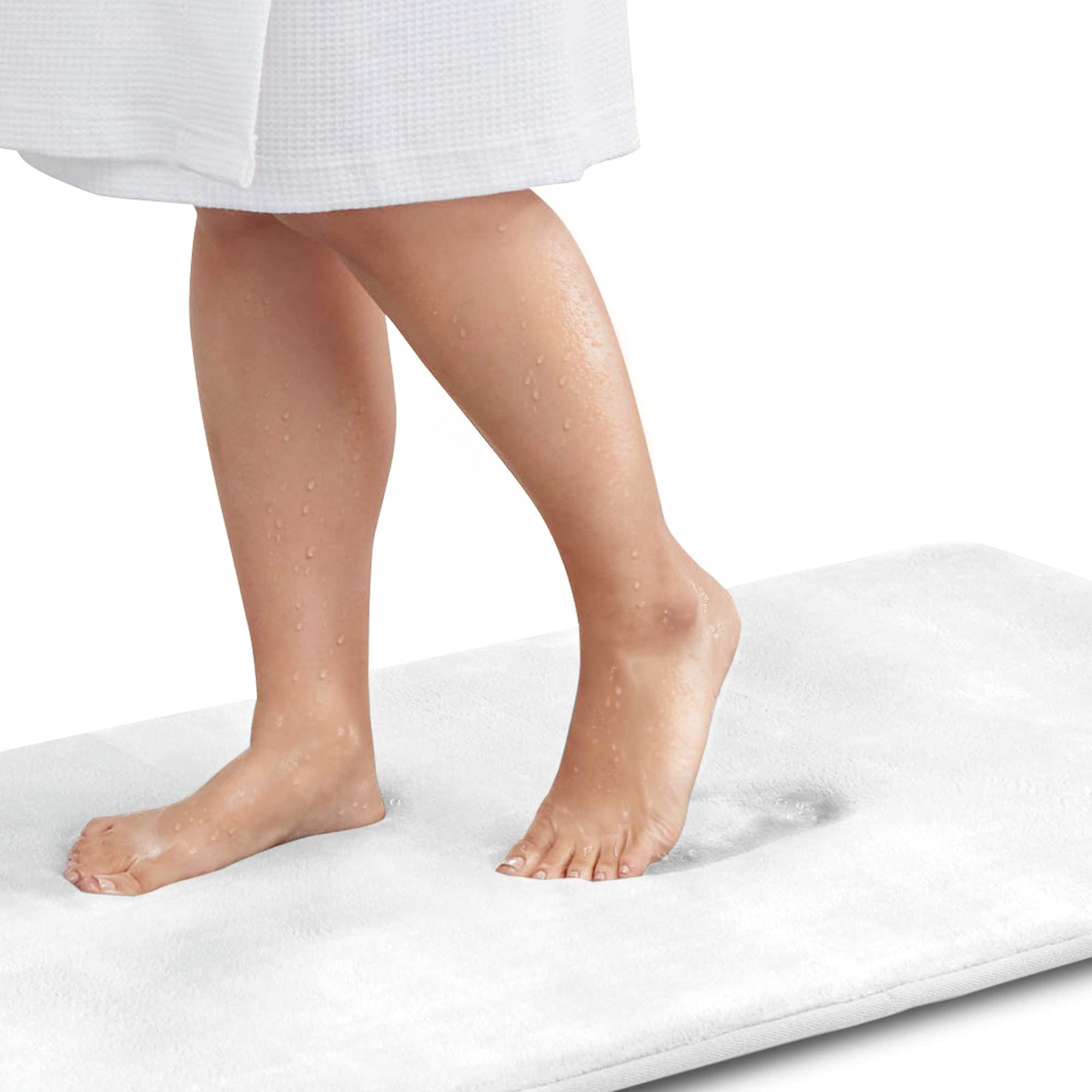 Genteele Memory Foam Bath Mat Non Slip Absorbent Super Cozy Velvet Bathroom Rug Carpet (20 inches X 32 inches, Grey)