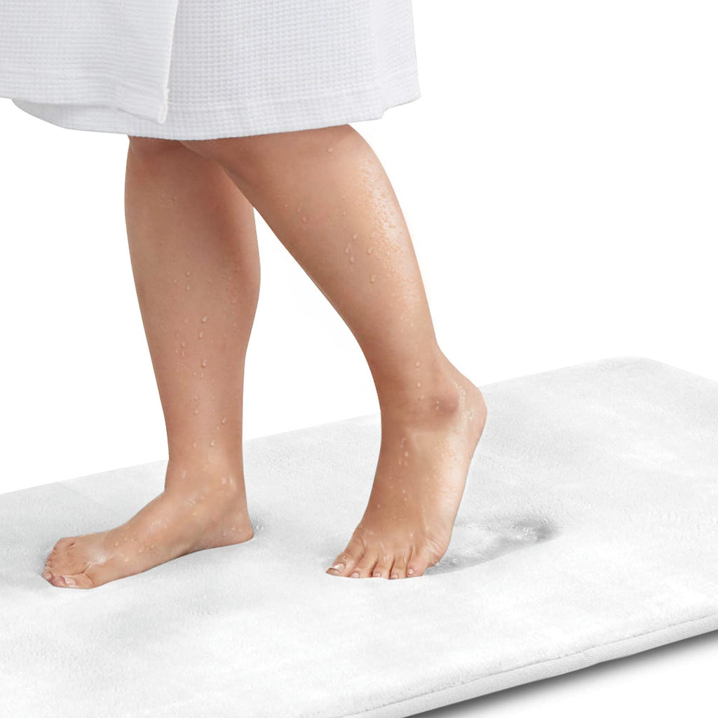 Genteele Memory Foam Bath Mat Non Slip Absorbent Super Cozy Velvet Bathroom Rug Carpet (20 inches X 32 inches, Grey)