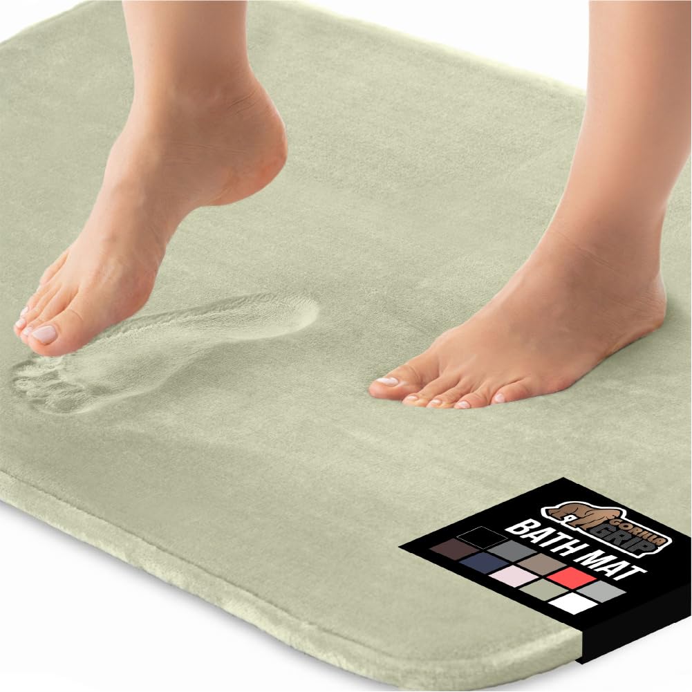 GORILLA GRIP Memory Foam Bath Rugs, Soft Absorbent Velvet Bathroom Mats, Durable Dots on Underside, Machine Washable Bathmat, Carpet Rug Room Decor for Shower Floor, 24x17 Mat, Graphite Gray