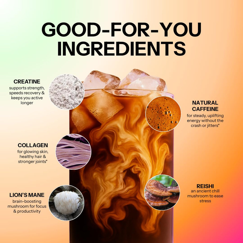 Moment Hot Girl Mushroom Coffee with Collagen Protein & Creatine – Low Acidity Instant Coffee with Chocolatey Notes, Lion’s Mane, Reishi & L-Theanine for Energy, Focus & Mental Clarity – 25 Servings