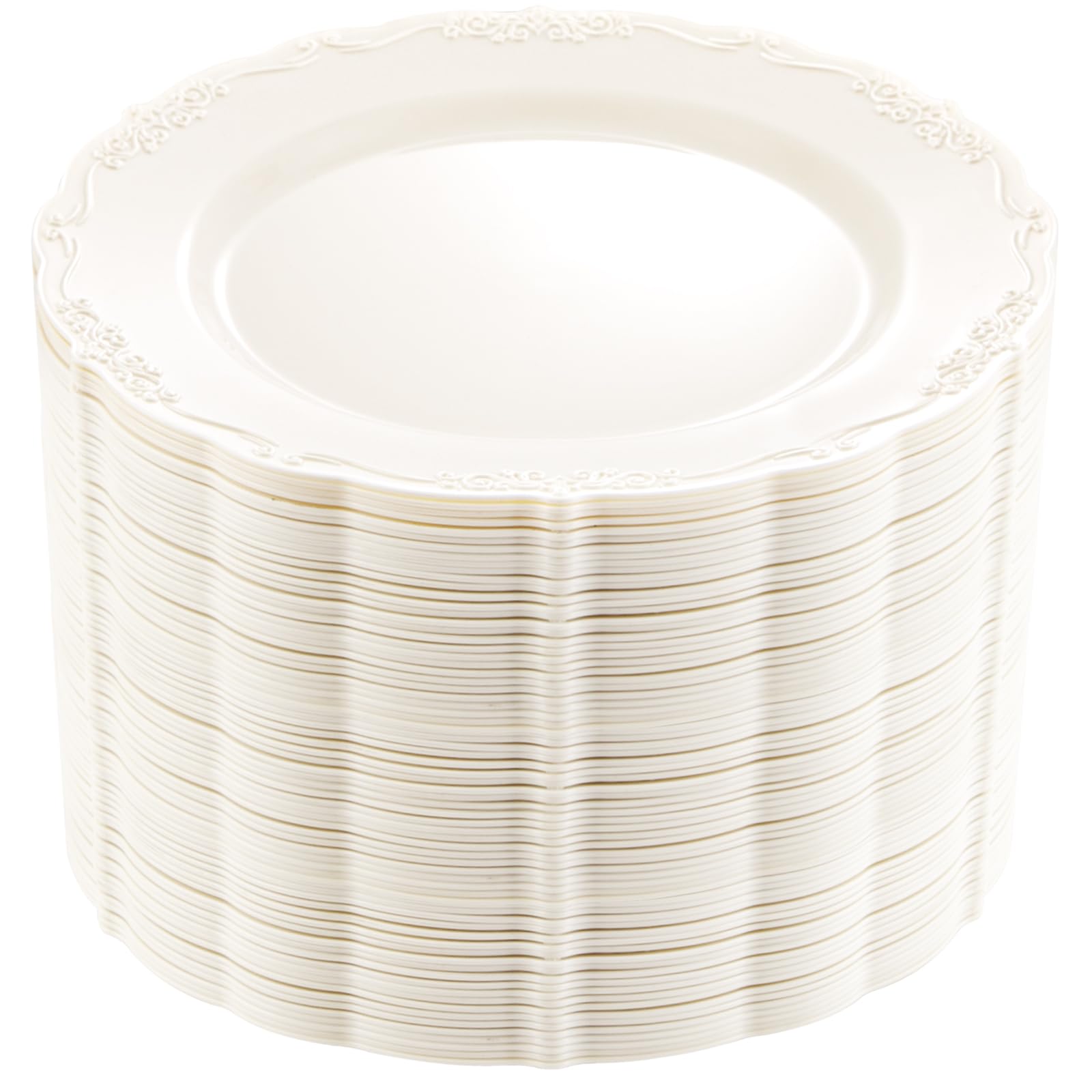 DaYammi 60PCS White Plastic Plates, Heavy Duty White Disposable Plates Premium 10inch Dinner Plates Hard Plastic Plates Disposable for Party Wedding Bridal Shower
