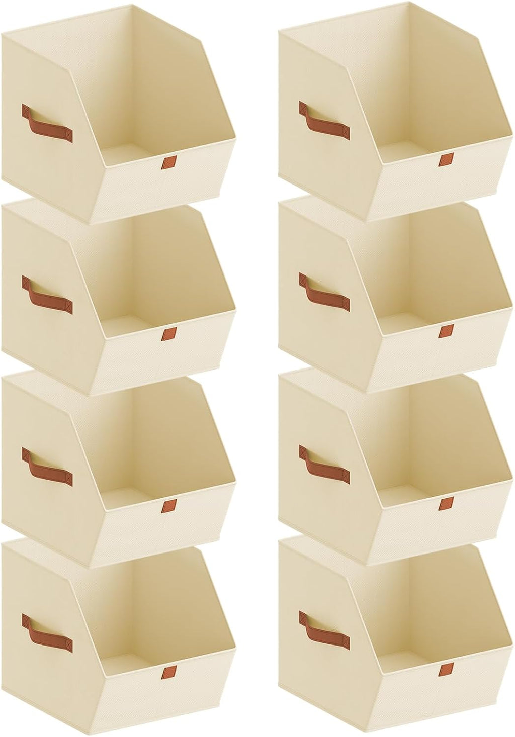 Homsorout Fabric Closet Storage Cubes - 8 Pack Square Storage Bins with Dual Handles for Clothes, Towels, Toys, Cube Storage Organizers for Bedroom, Nursery, Shelves, Closet, Small Spaces, Beige