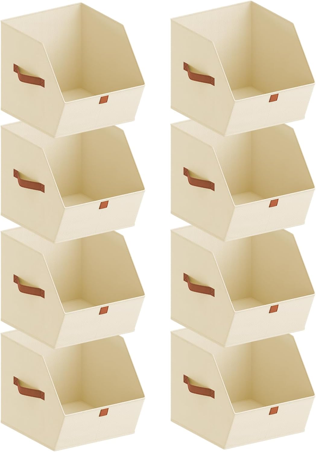 Homsorout Fabric Closet Storage Cubes - 8 Pack Square Storage Bins with Dual Handles for Clothes, Towels, Toys, Cube Storage Organizers for Bedroom, Nursery, Shelves, Closet, Small Spaces, Beige