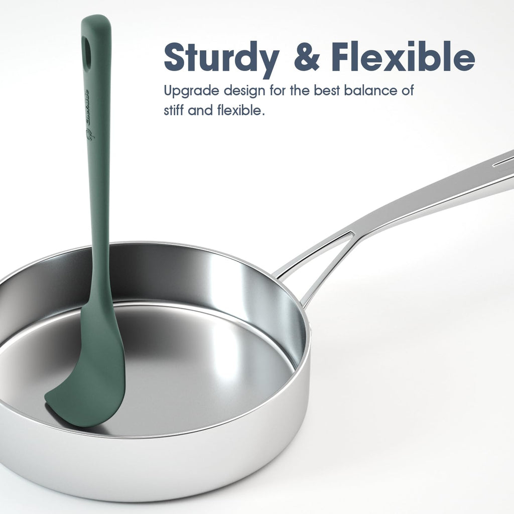 5 Pieces Silicone Spatula Set, Food Grade Rubber Spatula, Upgrade Strong Handle with Ergonomic Grip, Heat Resistant Up to 600°F for Nonstick Cookware, Cooking