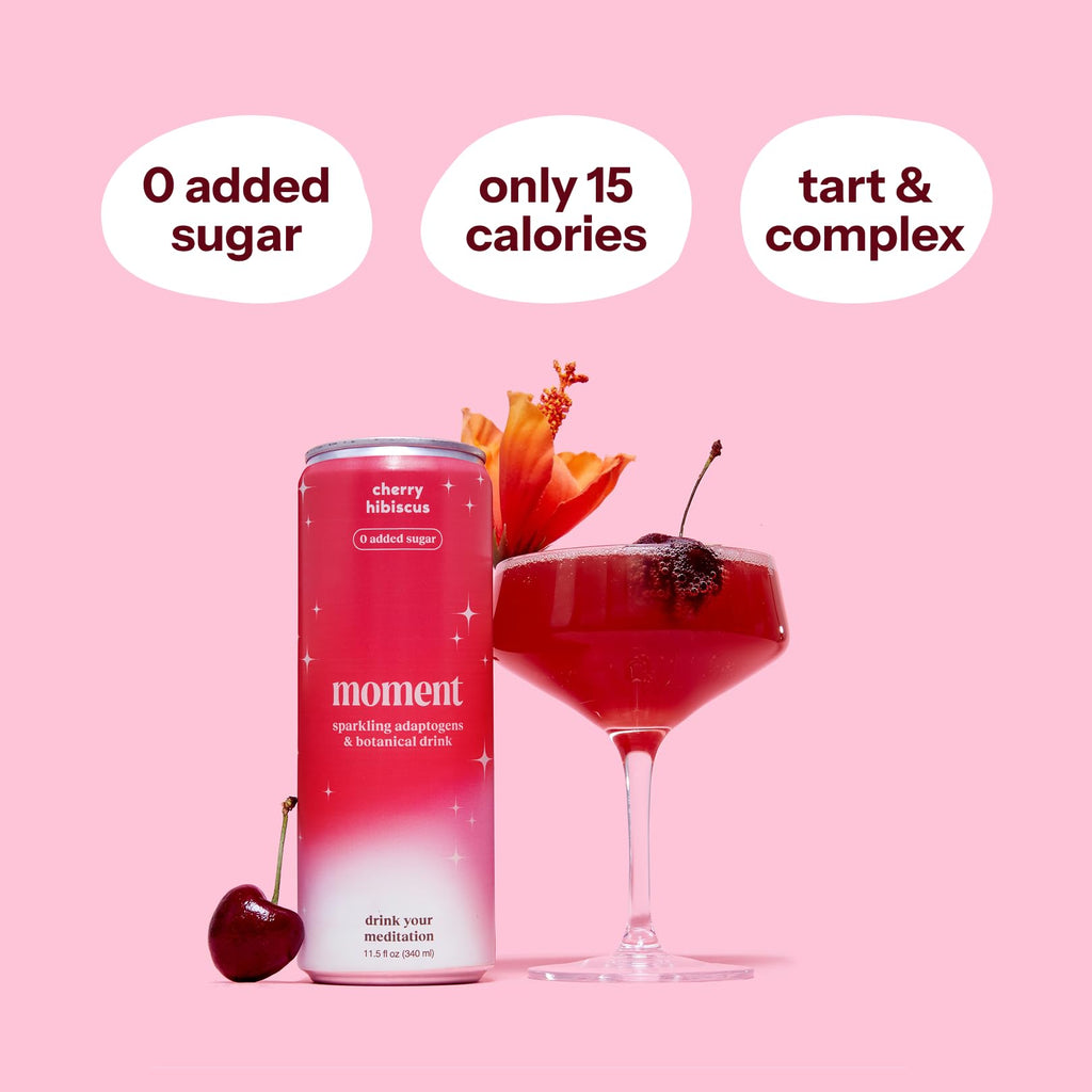 Moment Mocktails Non-Alcoholic Drinks (Shark Tank) - Calm, Clarity & Relaxation with L-Theanine & Ashwagandha - Sparkling Adaptogen Drink - 0 Sugar 0 Caffeine - 12 Pack 11.5 fl oz - Classics