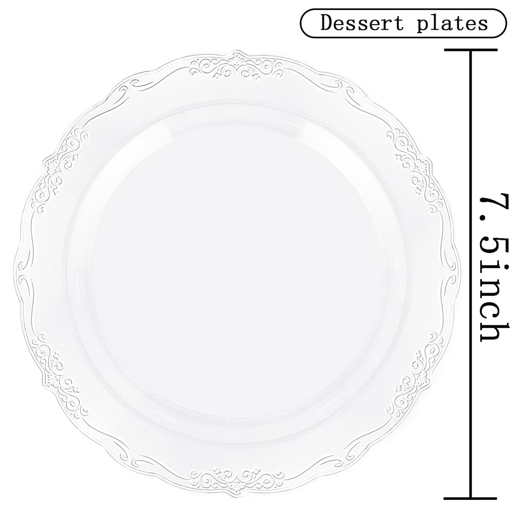 DaYammi 60PCS White Plastic Plates, Heavy Duty White Disposable Plates Premium 10inch Dinner Plates Hard Plastic Plates Disposable for Party Wedding Bridal Shower