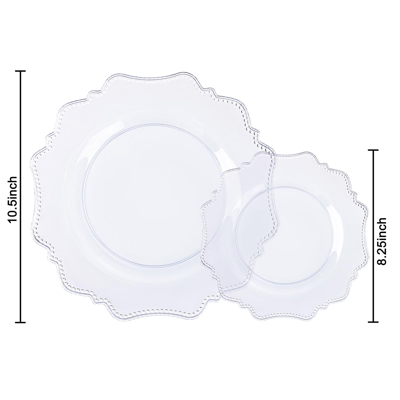 COLOSUS 60PCS White Plastic Plates for 30 guests-Fancy Plastic Beaded Plates,Plastic Plates for Party, Elegant White plates,Include 30 PCS 10.5" Dinner plates & 30PCS 8.25" Dessert plates for easter