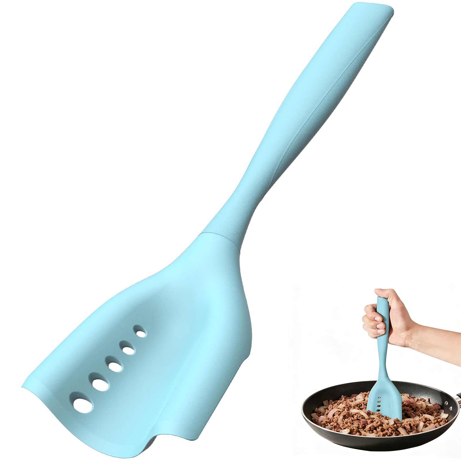 Mincing Spatula Meat Chopper, Hamburger Grinder, Premium Heat Resistant Smasher for Ground Beef, Potato Mix Tool, Meat & Poultry Tenderizers-Black
