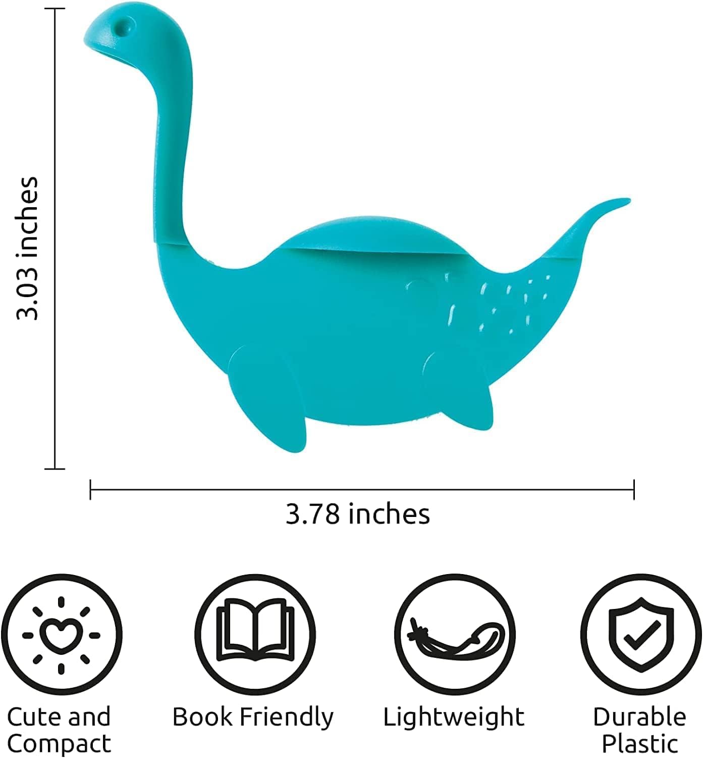 OTOTO Nessie Tale Book Mark - Turquoise Pagekeeper Bookmark - Unique Gifts for Readers, Women & Men - Pretty Lightweight Plastic Manga Bookmark for Girls, Boys, Kids