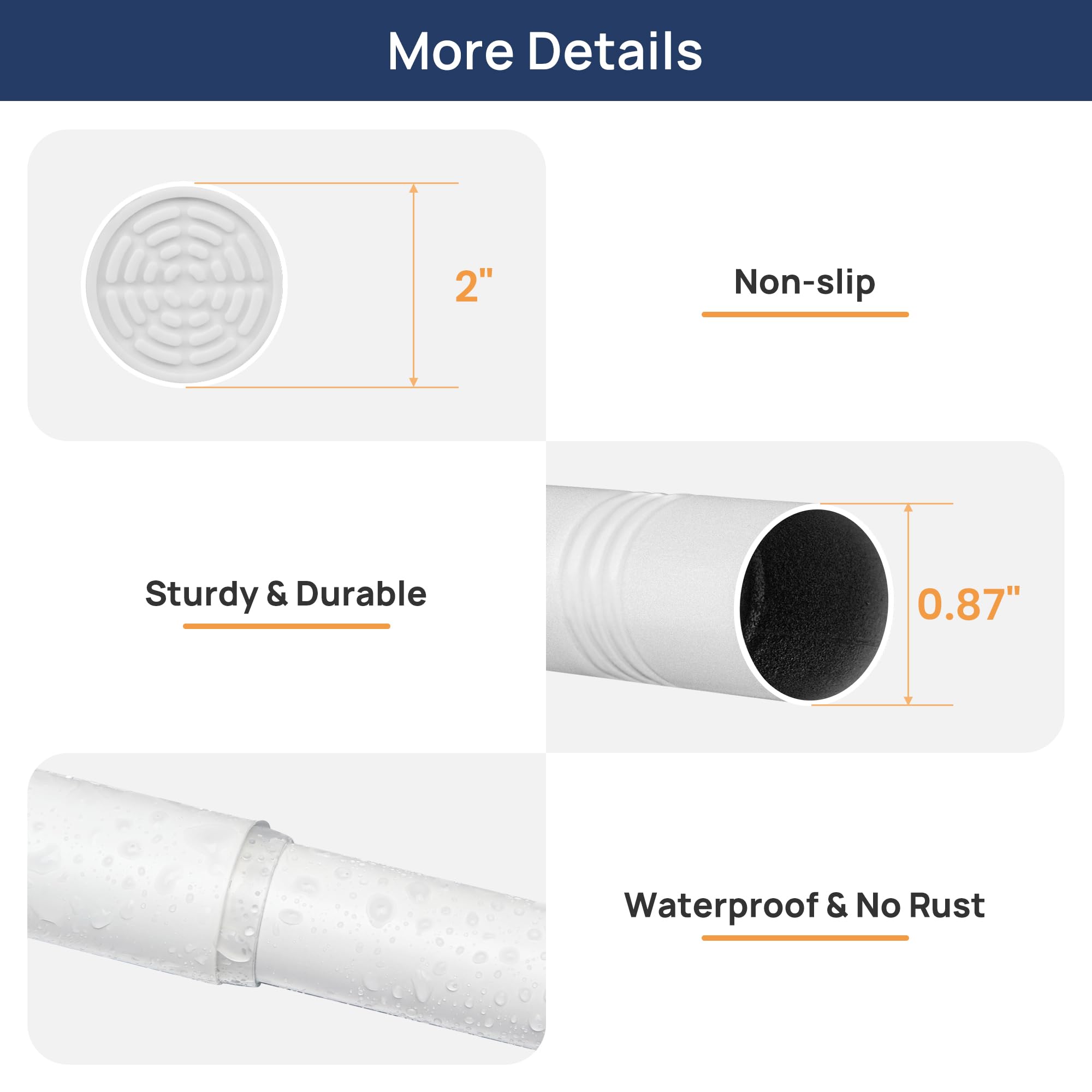 ENJOYBASICS 2 Pack Adjustable Spring Tension Curtain Rods 32 to 66 Inches, Stainless Steel Matte Black Shower Rod No Drilling for Window, Bathroom, Closet, Room Divider, 7/8" Diameter