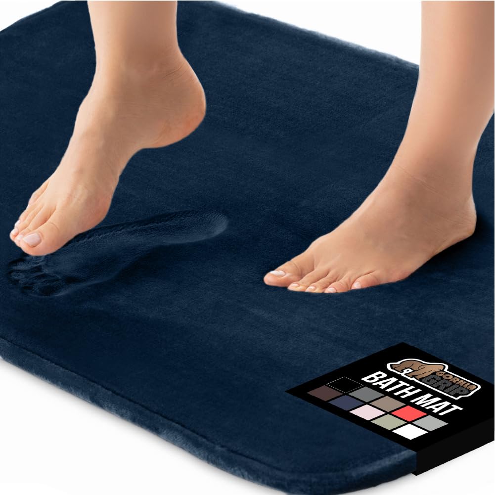 GORILLA GRIP Memory Foam Bath Rugs, Soft Absorbent Velvet Bathroom Mats, Durable Dots on Underside, Machine Washable Bathmat, Carpet Rug Room Decor for Shower Floor, 24x17 Mat, Graphite Gray