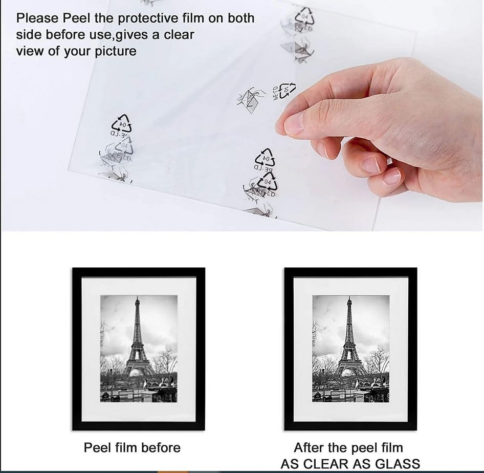upsimples 8x10 Picture Frame Set of 5, Display Pictures 5x7 with Mat or 8 x 10 Without, Wall Gallery Photo Frames, Black