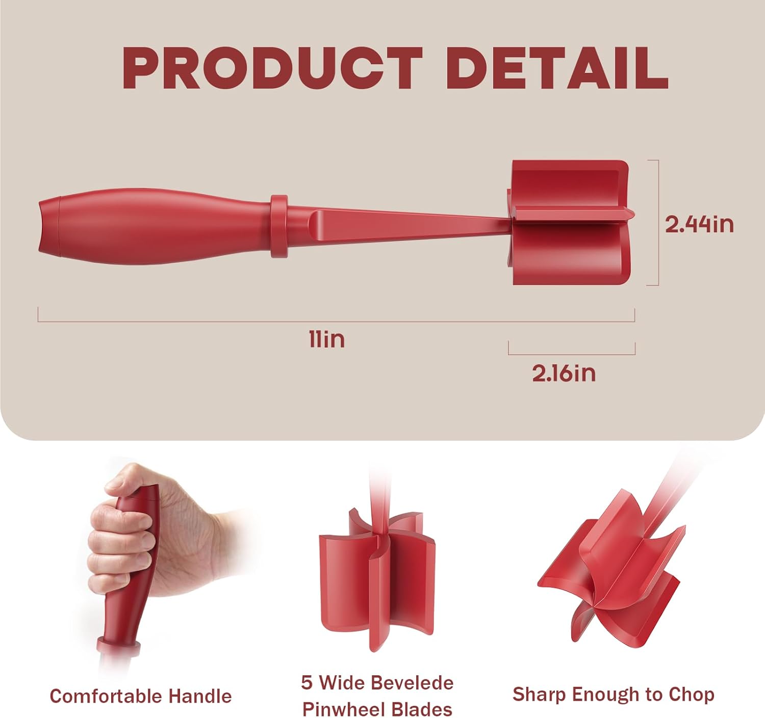 Red Meat Chopper And 15OZ Red Bacon Grease Saver