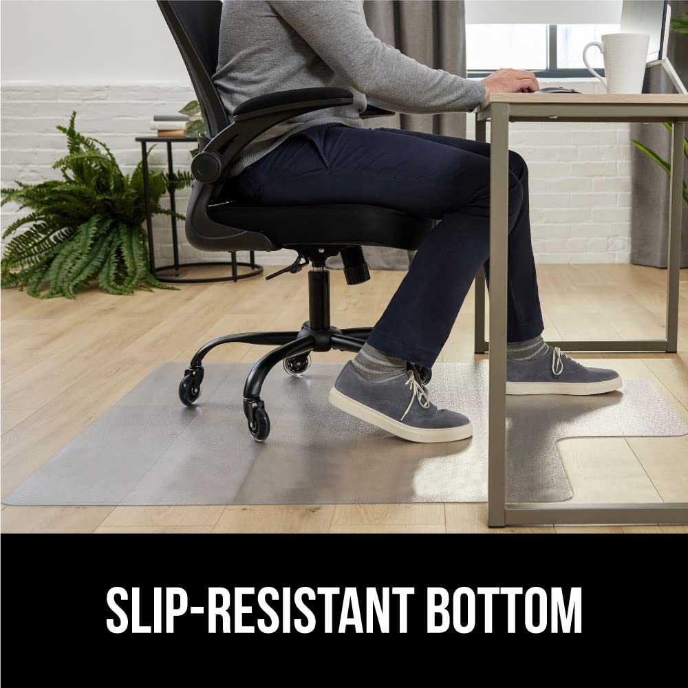 GORILLA GRIP Slip Resistant Clear Office Chair Mat for Carpet Floors, 36x48 Smooth Rolling Glide Under Desk, Heavy Duty Plastic Computer Mats and Carpeted Floor Protector, Work and Gaming Chairs