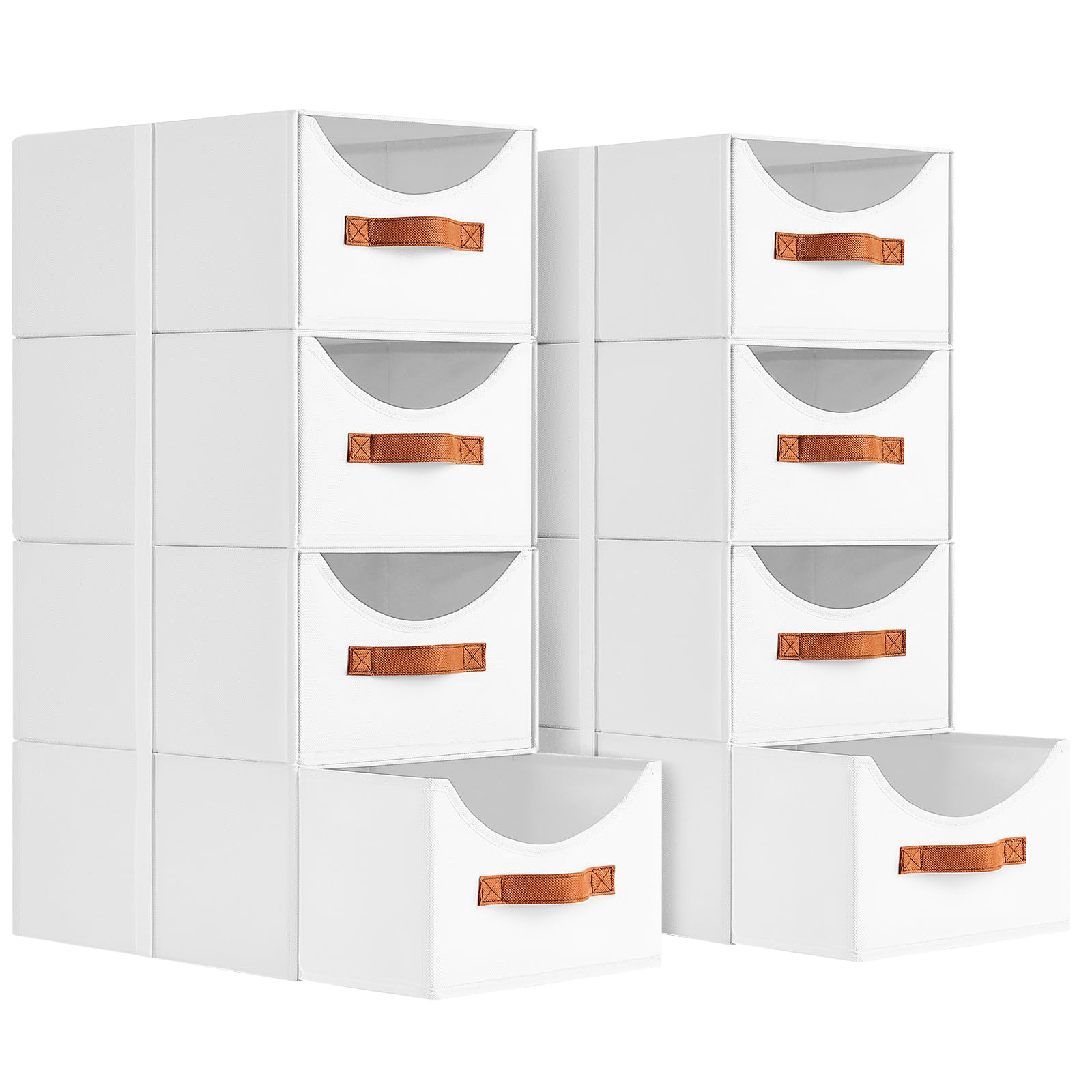 Homsorout Stackable Storage Drawers - Collapsible Storage Bins with Drawers, 4 Pack Closet Shelf Organizer Basket, Fabric Pull Out Organizer for Bedroom, Living Room, Dorm, Beige