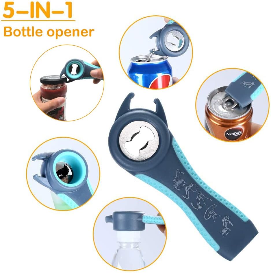 Latest Jar Opener Bottle Opener with 5pcs Jar Gripper Pads and Wine Opener for Weak Hands,Seniors with Arthritis,Low Strength