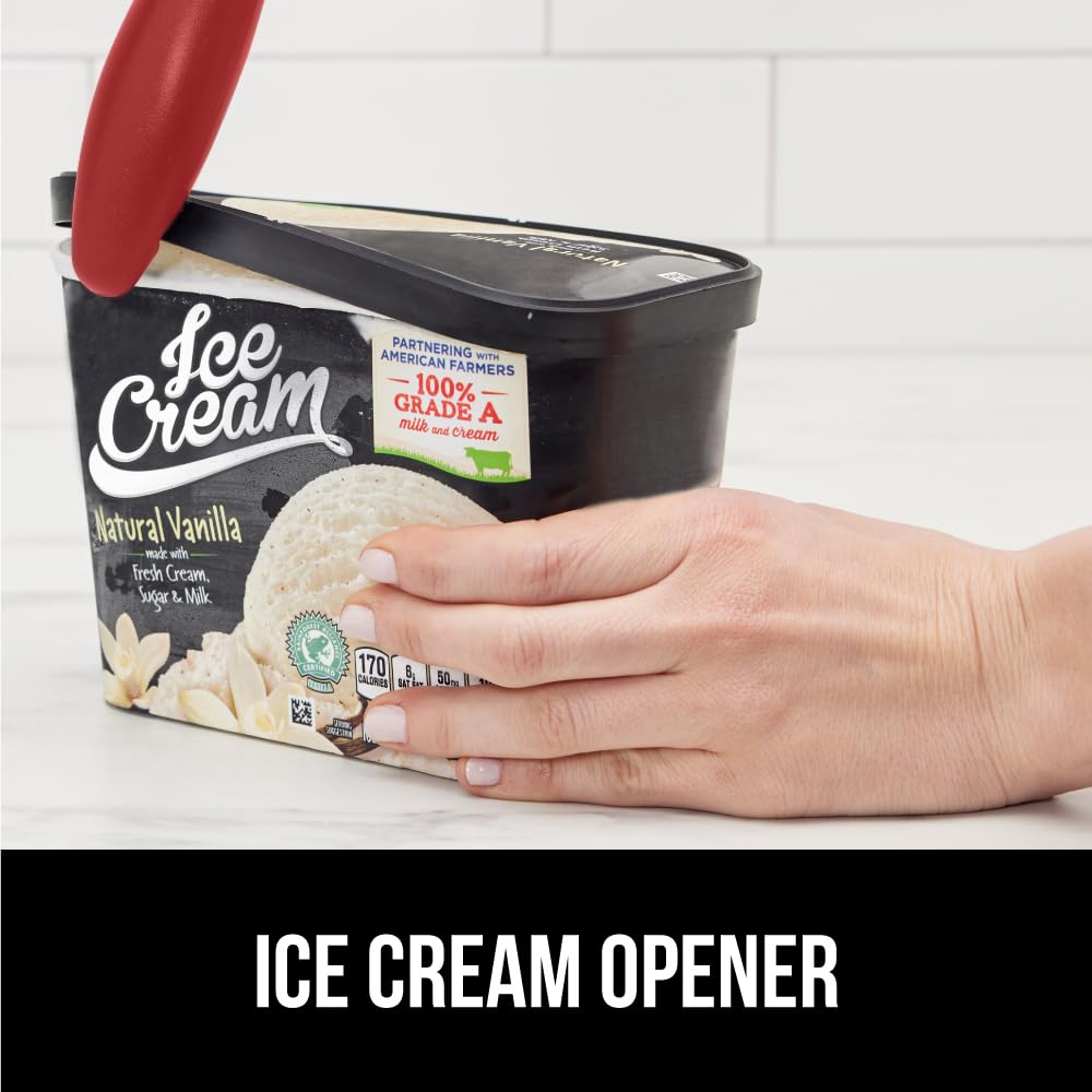 GORILLA GRIP BPA-Free Heavy Duty Ice Cream Scoop, Comfortable Ergonomic Handle, Professional Grade Scooper for Perfect Round Scoops, Spoon Frozen Hard Gelato, Sorbet, Cookie Dough, Kitchen Tool, Black
