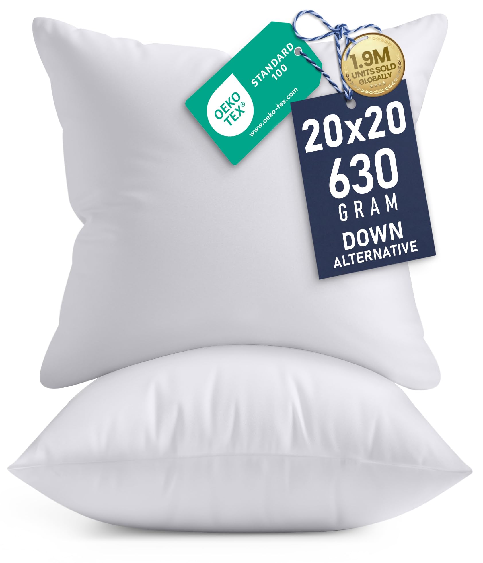 Utopia Bedding 18x18 Pillow Inserts, Set of 2, White – Indoor Decorative Throw Pillows for Bed, Sofa & Couch – Soft, Supportive & Fluffy Cushion Inserts