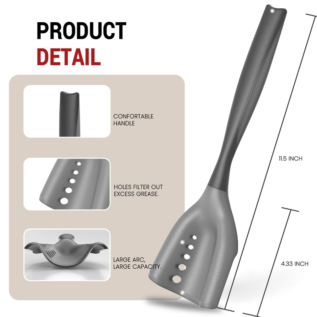 Mincing Spatula Meat Chopper, Hamburger Grinder, Premium Heat Resistant Smasher for Ground Beef, Potato Mix Tool, Meat & Poultry Tenderizers-Black