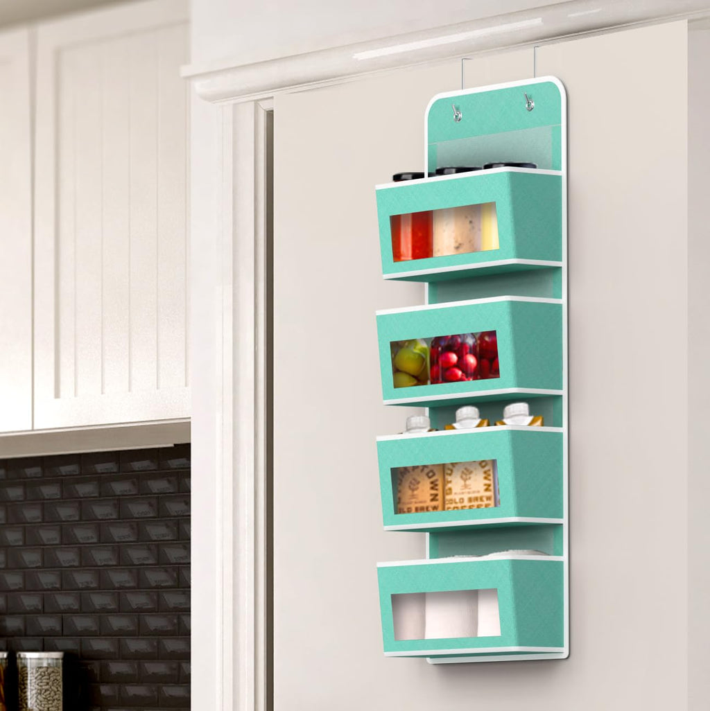 Simple Houseware 6 Clear Window Pocket Over Closet Door Storage Hanging Organizer for Bedroom, Bathroom, Pantry, Beige