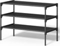 SONGMICS Shoe Rack, 3-Tier Shoe Storage Organizer, Space-Saving, 11.7 x 24.5 x 21 Inches, Entryway, Metal Frame, Non-Woven Fabric Shelves, Ink Black ULSH023BH01