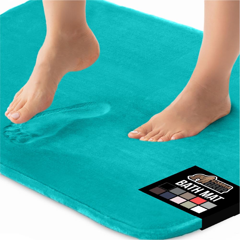GORILLA GRIP Memory Foam Bath Rugs, Soft Absorbent Velvet Bathroom Mats, Durable Dots on Underside, Machine Washable Bathmat, Carpet Rug Room Decor for Shower Floor, 24x17 Mat, Graphite Gray