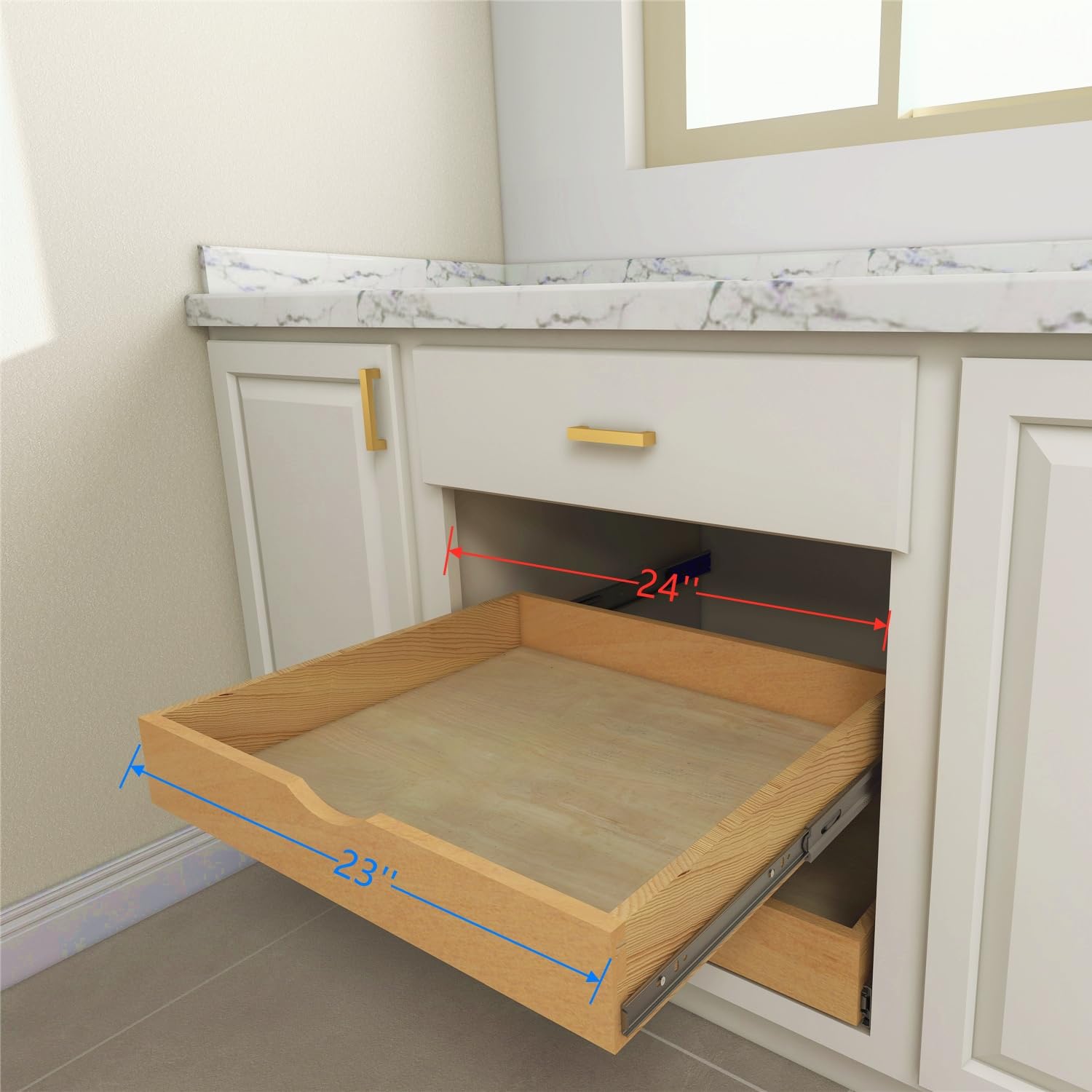 Elysian Under Desk Drawers 30" W × 21" D Add-on Drawers for Under Desk or Cabinet, Multipurpose Drawer Storage for Office Supplies, Smooth Pull Out Cabinet Organizer