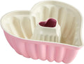 HONGBAKE Heart Shaped Cake Pan, Cast Aluminum Pound Cake Pan with Non-Toxic Ceramic Coating, Nonstick Fluted Cake Mold for Baking, Valentine's Day & Special Occasions,10-Inch, Pink