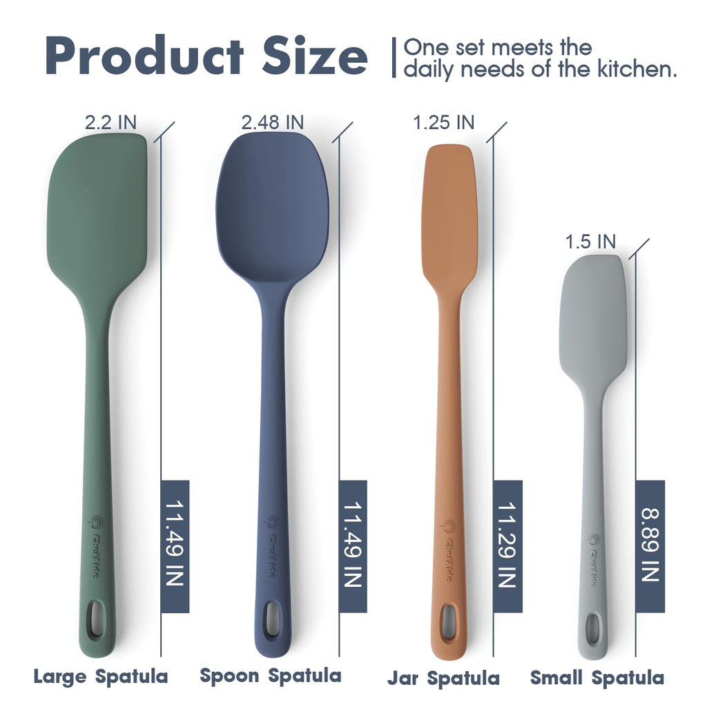 ChefAide 5 Pieces Silicone Spatulas Set, Heat Resistant Rubber Spatula