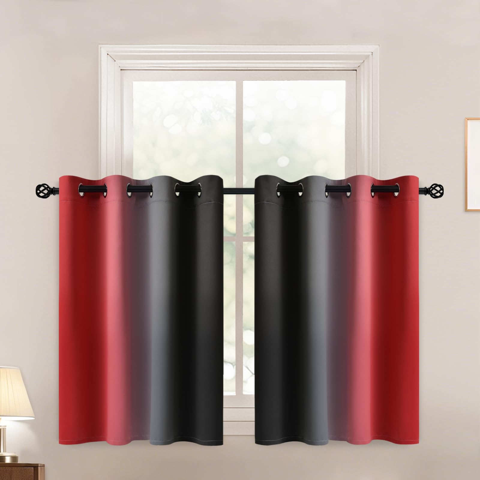 Yakamok Blue and Greyish White Ombre Curtains, Room Darkening Gradient Color Curtains for Bedroom, Light Blocking Thermal Insulated Window Drapes for Living Room(2 Panels, 52x84 Inch)