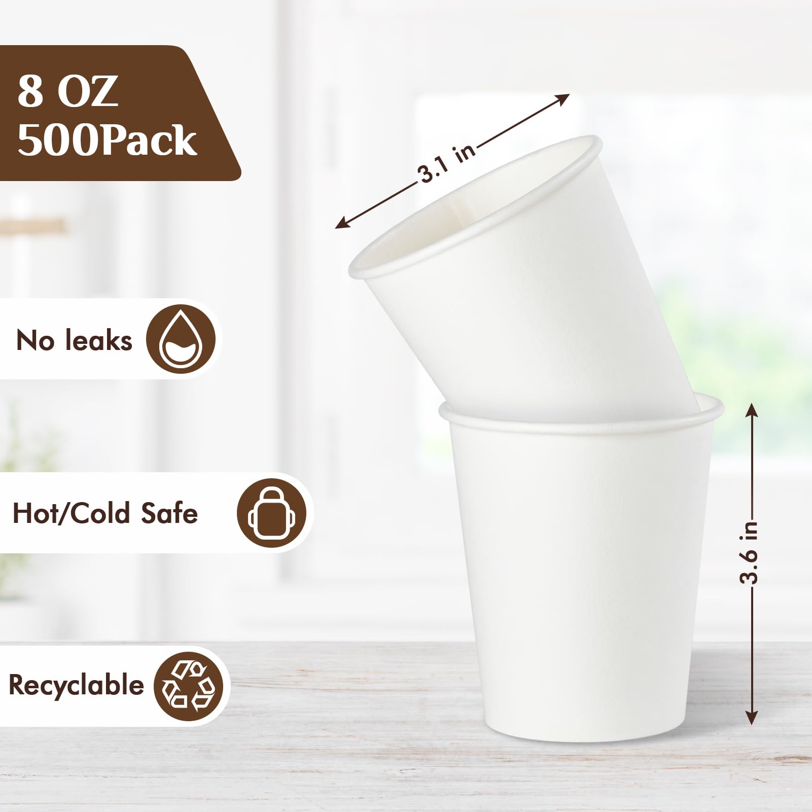 Vplus 500 Pack 12 OZ Paper Coffee Cups, Disposable 12 OZ Coffee Cups With Lids, Cold/Hot Drinking, For Home, Traveling, Stores, Office, And Events