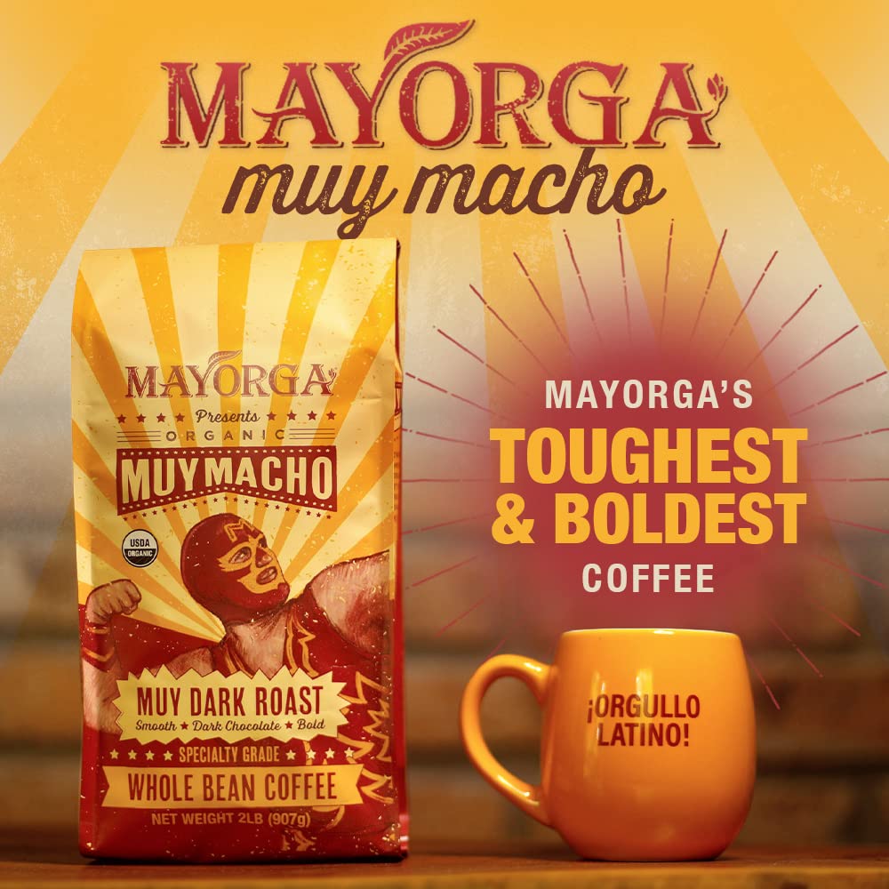 Mayorga Organic Coffee 2lb Cafe Cubano Roast - Dark Roast Whole Bean Specialty Grade Coffee, 100% Arabica, Slow Roasted, Bold and Smooth Flavor with Low Acidity - USDA Organic, Non-GMO, Kosher