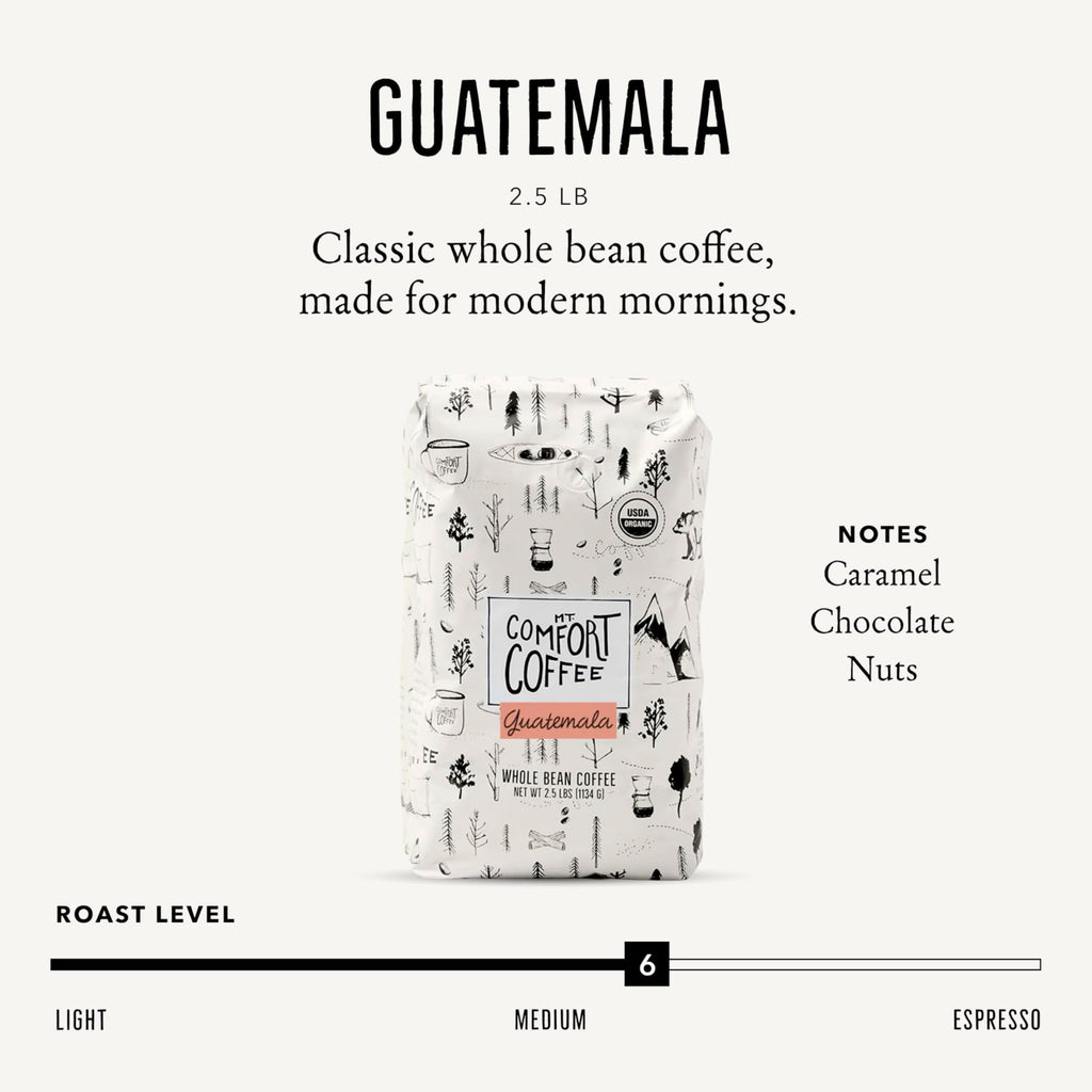 Mt. Comfort Coffee Organic Peru Medium Roast, 2.5 Pounds - Flavor Notes of Nutty, Chocolate, & Citrus - Sourced From Small, Peruvian Coffee Farms - Roasted Whole Beans